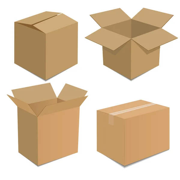 Kolekcja recyklingu opakowanie brązowe pudełko. — Wektor stockowy