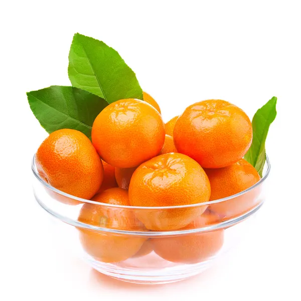 Tangerines in a glass bowl — Stock Photo, Image