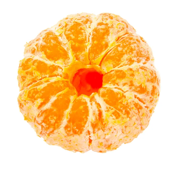 Reife geschälte Mandarine auf weißem Hintergrund — Stockfoto