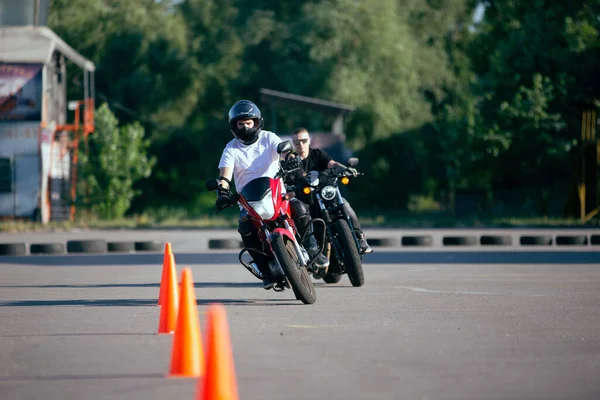 Moto School Track Driving Biker Motorcycle — Stock Photo, Image