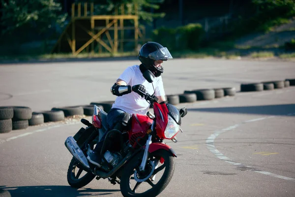 Moto School Track Driving Biker Motorcycle — Photo
