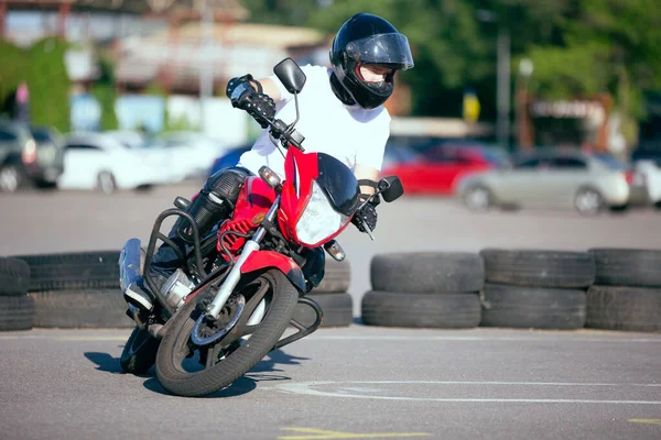 Moto School Track Driving Biker Motorcycle — Stock Photo, Image