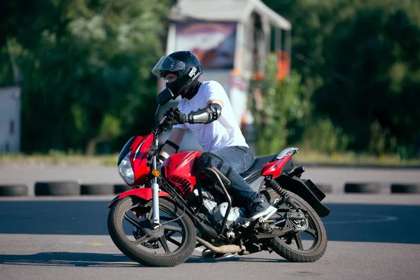 Moto School Track Driving Biker Motorcycle — Stock Photo, Image