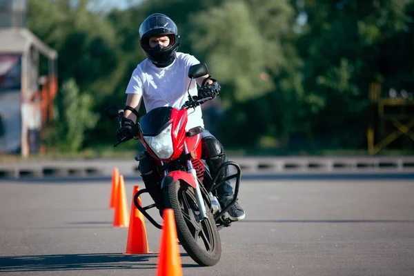 Moto School Track Driving Biker Motorcycle — Foto Stock