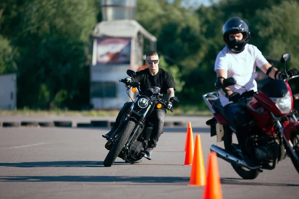 Moto School Track Driving Biker Motorcycle — 图库照片