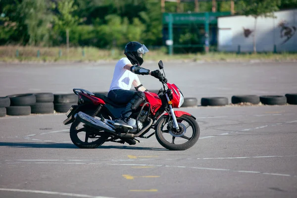 Moto School Track Driving Biker Motorcycle — Zdjęcie stockowe