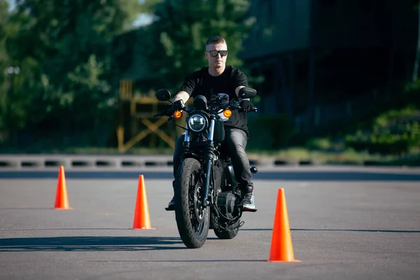 Moto School Track Driving Biker Motorcycle — Foto Stock