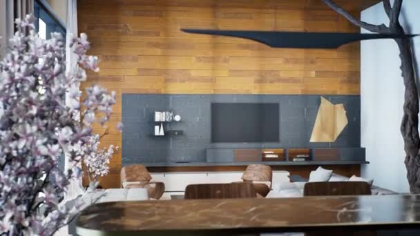 Home Interior Decor Living Room Render — Stok video