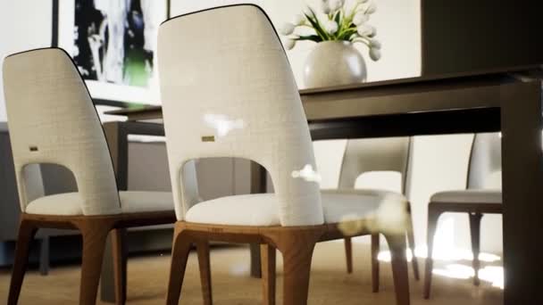 Home Interior Decor Living Room White Warm Color Render — 图库视频影像