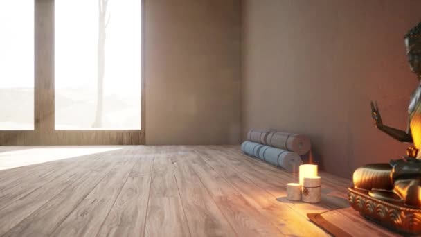 Yoga Studio Forest Morning Sun Rays Render — Stok video