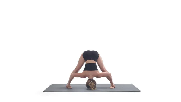 Young Athletic Attractive Woman Practicing Yoga Isolated Whit — Zdjęcie stockowe