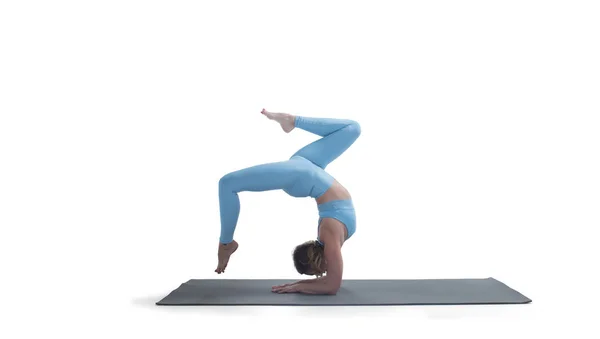 Young Athletic Attractive Woman Practicing Yoga Isolated Whit — Photo