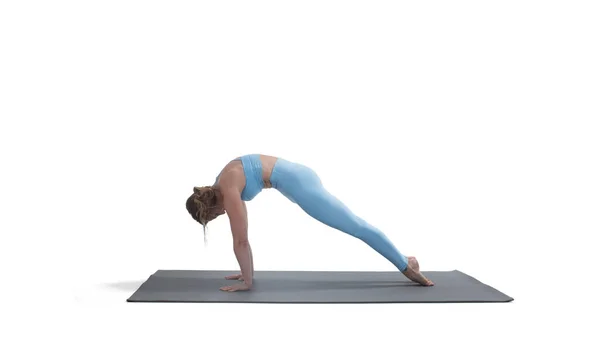 Young Athletic Attractive Woman Practicing Yoga Isolated Whit — Zdjęcie stockowe