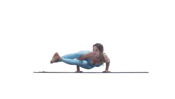 Young Athletic Attractive Woman Practicing Yoga Isolated Whit — Zdjęcie stockowe