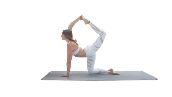 Young Athletic Attractive Woman Practicing Yoga Isolated Whit — Fotografia de Stock