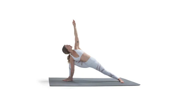 Young Athletic Attractive Woman Practicing Yoga Isolated White — 스톡 사진