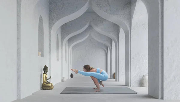 Young Athletic Attractive Woman Practicing Yoga — Stock Photo, Image