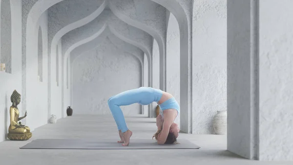 Young Athletic Attractive Woman Practicing Yoga — kuvapankkivalokuva