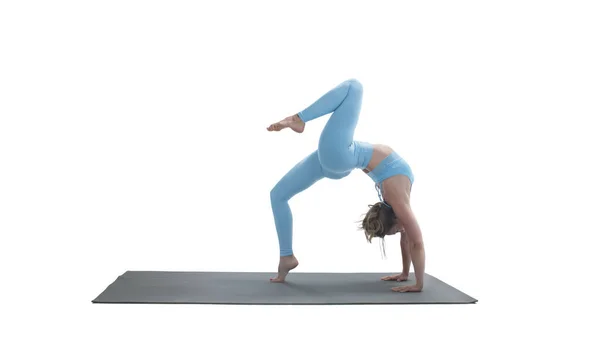 Young Athletic Attractive Woman Practicing Yoga Isolated Whit — ストック写真
