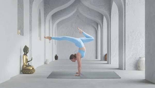 Young Athletic Attractive Woman Practicing Yoga — Stock Photo, Image