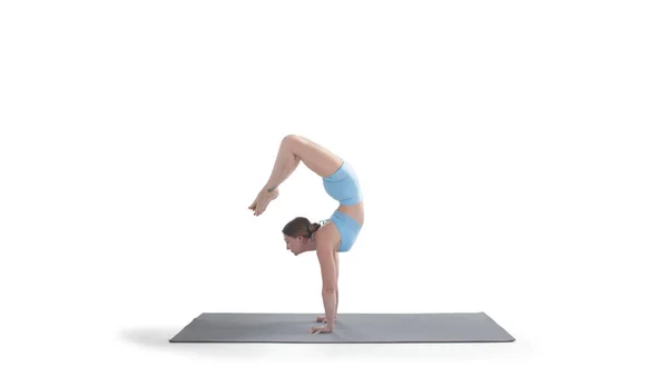 Young Athletic Attractive Woman Practicing Yoga Isolated Whit — Zdjęcie stockowe