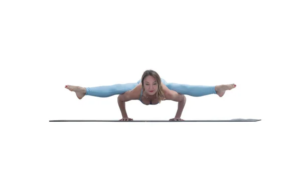 Young Athletic Attractive Woman Practicing Yoga Isolated Whit — 스톡 사진