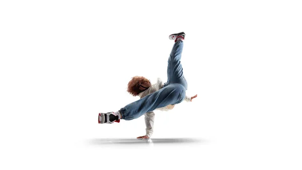 Street Dancer Girl Dance Breakdance Isolated White — Stock Photo, Image