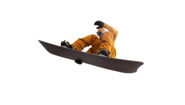 Snowboardçu beyazda izole edildi