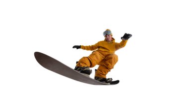 Snowboardçu beyazda izole edildi