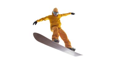 Snowboardçu beyazda izole edildi