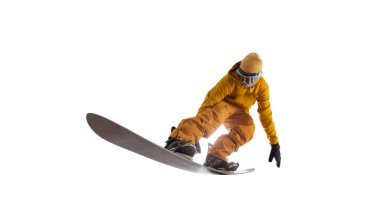 Snowboardçu beyazda izole edildi