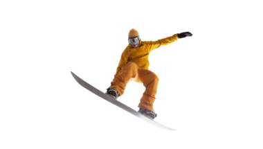 Snowboardçu beyazda izole edildi