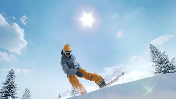 Snowboardista Akci Extrémní Zimní Sport — Stock fotografie