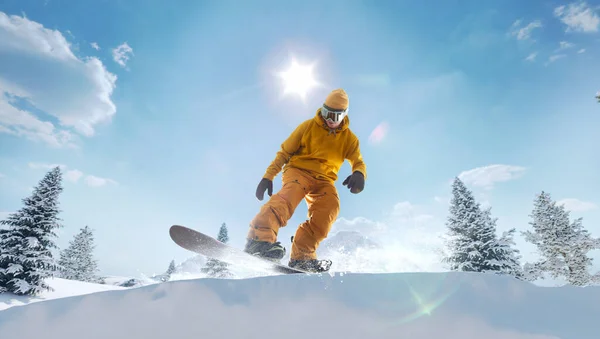 Snowboarder Δράση Ακραία Χειμερινά Αθλήματα — Φωτογραφία Αρχείου