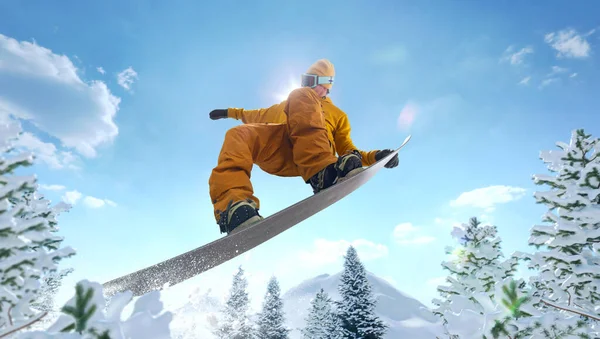 Snowboarder Acción Deportes Extremos Invierno —  Fotos de Stock