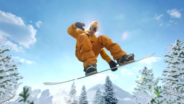 Snowboarder Aktion Extremer Wintersport — Stockfoto
