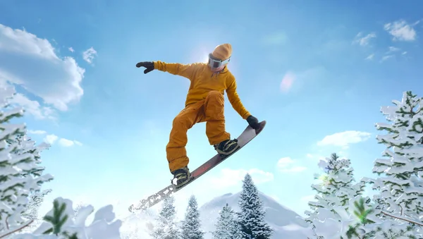 Snowboardos Akcióban Extrém Téli Sportok — Stock Fotó