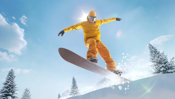 Snowboardista Akci Extrémní Zimní Sport — Stock fotografie