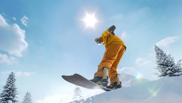 Snowboardos Akcióban Extrém Téli Sportok — Stock Fotó