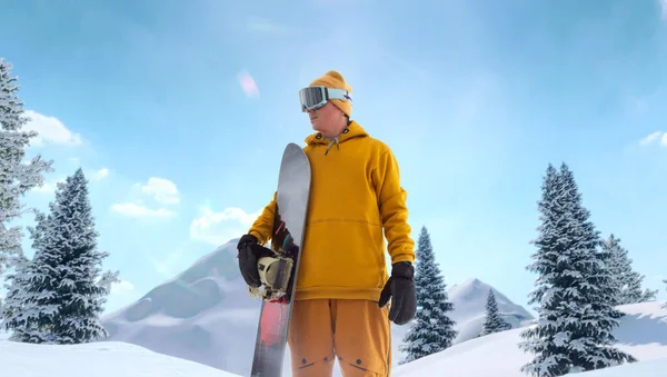 Snowboardos Akcióban Extrém Téli Sportok — Stock Fotó