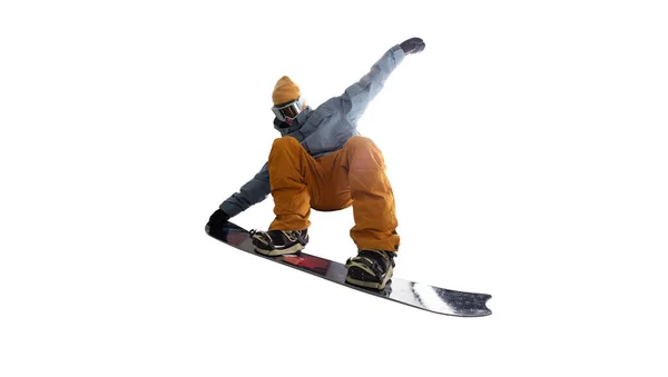 Snowboarder Izolowany Białym — Zdjęcie stockowe