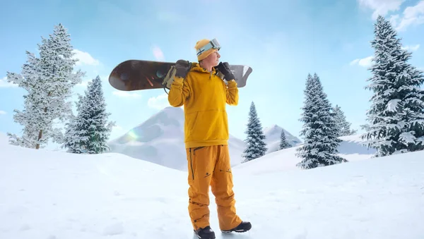 Snowboardos Akcióban Extrém Téli Sportok — Stock Fotó