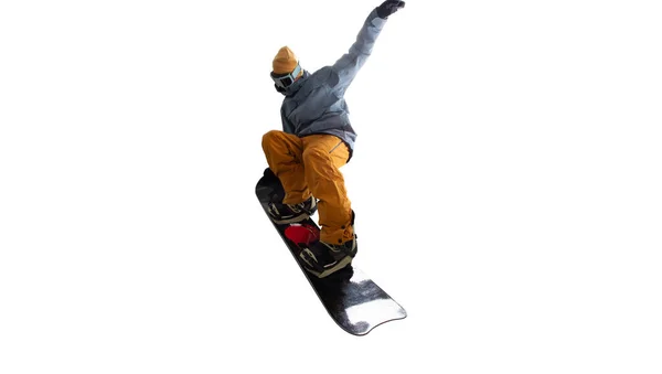 Snowboardçu Beyazda Izole Edildi — Stok fotoğraf