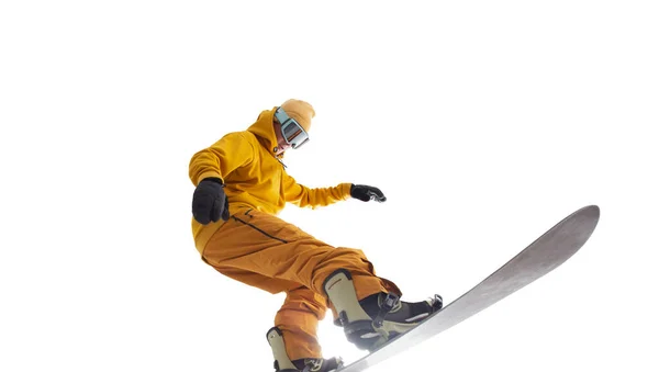 Snowboarder Απομονώνονται Λευκό — Φωτογραφία Αρχείου