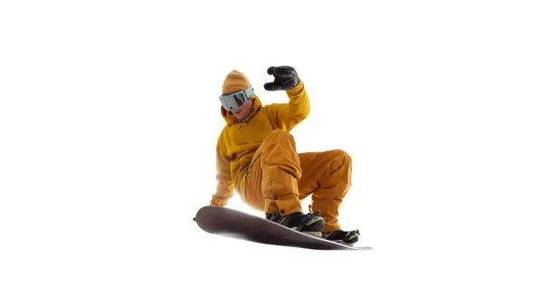 Snowboardçu Beyazda Izole Edildi — Stok fotoğraf