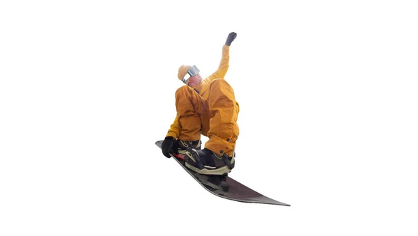 Snowboarder Απομονώνονται Λευκό — Φωτογραφία Αρχείου