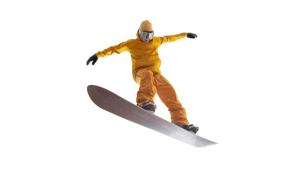 Snowboarder isolated on white