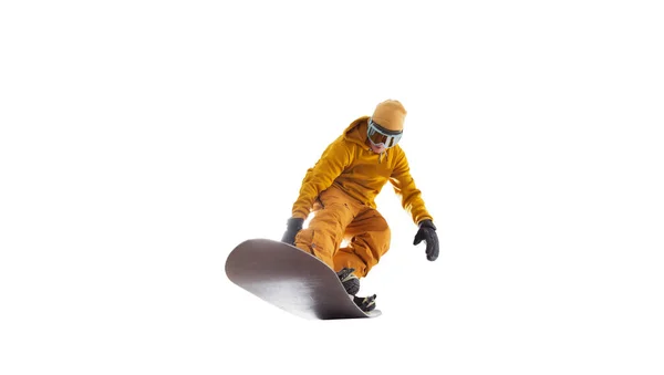 Snowboarder Izolowany Białym — Zdjęcie stockowe