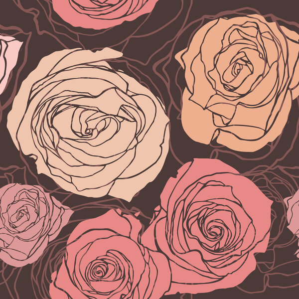 Бесшовный узор с цветами роз
