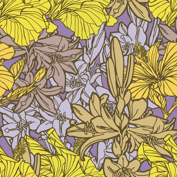 Безшовний візерунок з квітами лілій — стоковий вектор